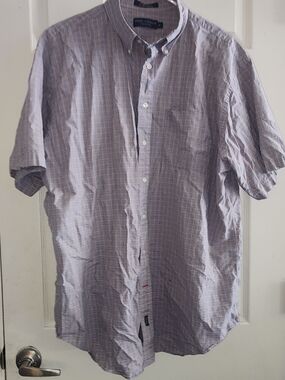 Daniel Cremieux Short-Sleeve Button-Down Shirt in Navy and Orange Check